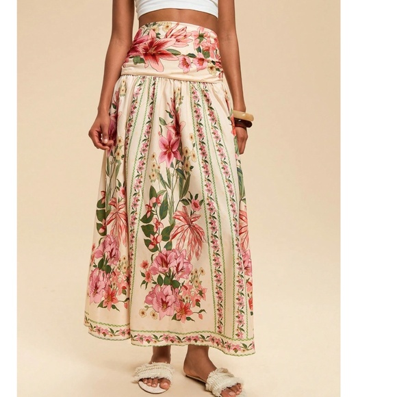 Boho Floral Tropical Print High waisted maxi Skirt - Picture 6 of 8